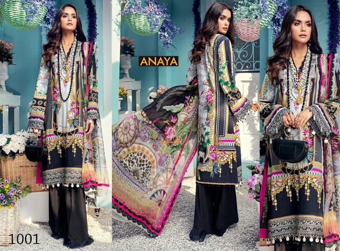 Agha Noor Aanaya Latest Fancy Festive Wear Pure Cotton Top And Bottom With Mal Mal Printed Dupatta Karachi Style Dress Materials 